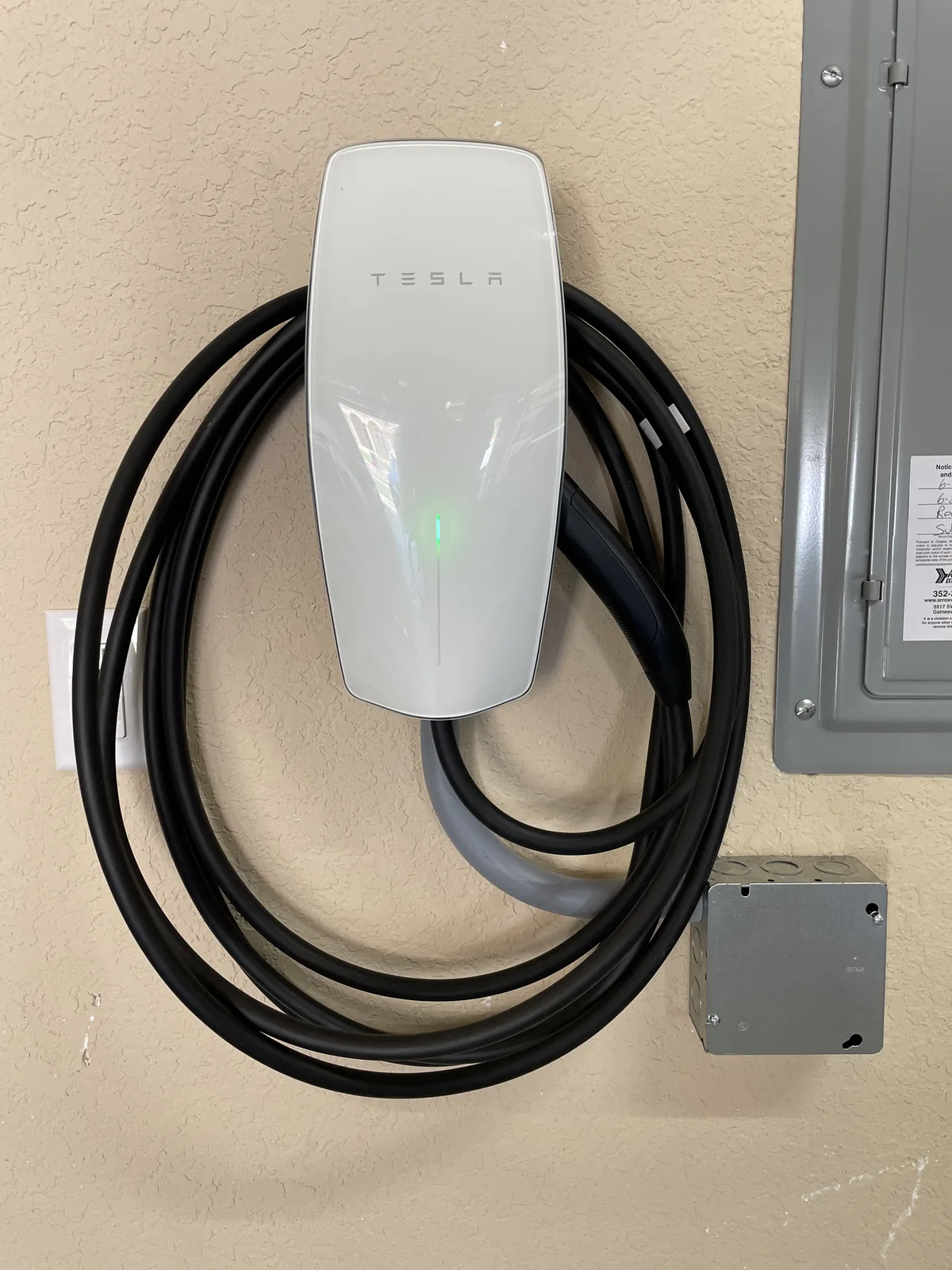 Tesla Wall Connector Level 2 EV charger installed by 352 Electric in Gainesville, FL